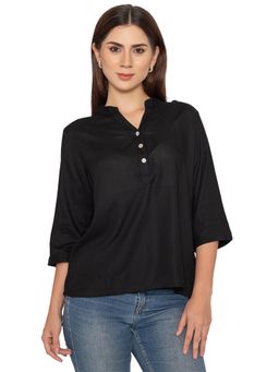 Bonjour - Black Solid Regular Kurti