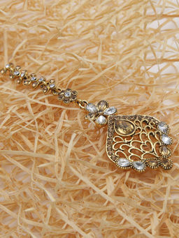 Anika's Creations - Anika's Creation Elegant Stone Studded Gold Plated Maang Tikka