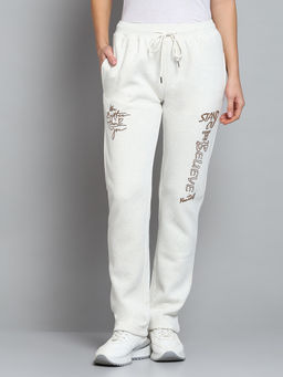 Monte Carlo - Women Printed Off White Drawstring Mid Rise Regular Fit Trackpant