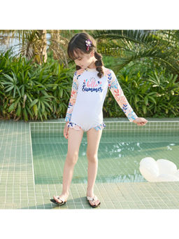 Little Surprise Box - One Piece Hello Summer Floral print Swimwear for Kids (Set of 2)
