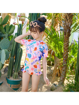 Little Surprise Box - Pink Shell Starfish Kids Swimsuit (Set of 2)