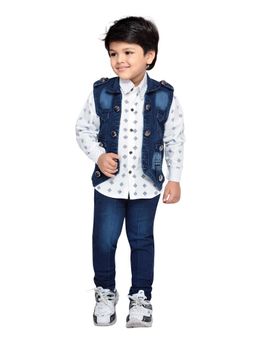 AJ Dezines - Boys Printed Shirt and Pant with Jacket (Set of 3)