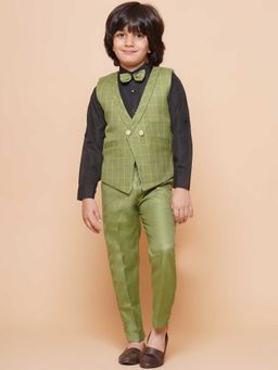 AJ Dezines - Kids Suiting Fabric Shirt, Pant and Waist Coat with Bow (Set of 4)