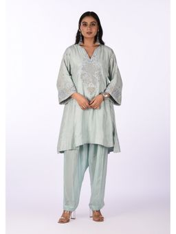 Isha and Anshul - Sage Green Embroidered Kurta with Salwar