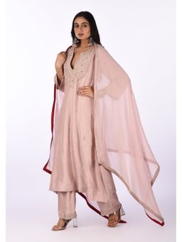 Isha and Anshul - Pink Embroidered Kurta with Pant and Dupatta