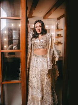 Twenty Nine - Banarasi Brocade Gold Lehenga With Blouse And Cape