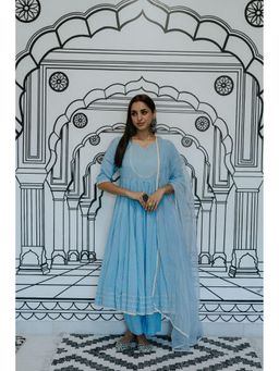 Gulabo Jaipur - Rohee Blue Anarkali with Pant and Dupatta
