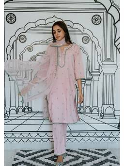Gulabo Jaipur - Niha Light Pink Straight Kurta with Pant and Dupatta