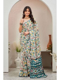 GLOBON IMPEX - Multicolour Printed Saree with Unstitched Blouse