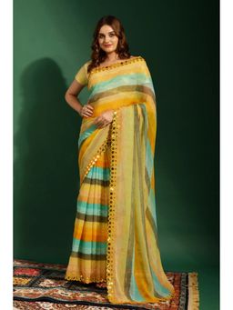 GLOBON IMPEX - Multicolour Printed Saree with Unstitched Blouse
