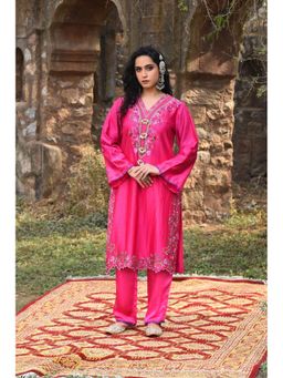 Isha and Anshul - Pink Chanderi Kurta with Pants