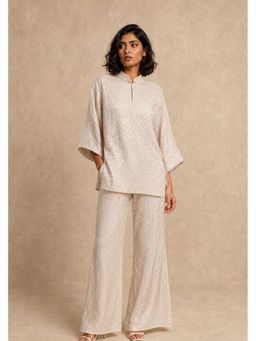 Twenty Nine - Rai Bandhani Off White Bellbottoms Pants
