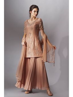 Mani Bhatia - Brown Kurti With Sharara And Dupatta