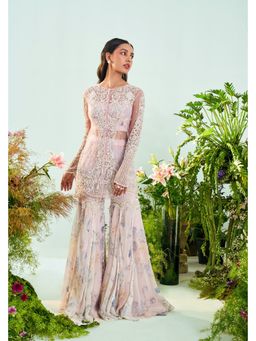 Mani Bhatia - Pink Zoey Embellished Top With Sharara