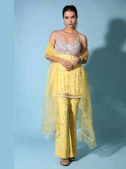 Mani Bhatia - Leyla Yellow Kurti With Pant And Dupatta