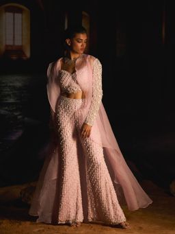 Mani Bhatia - Pink Rosalee Top With Pant And Jacket