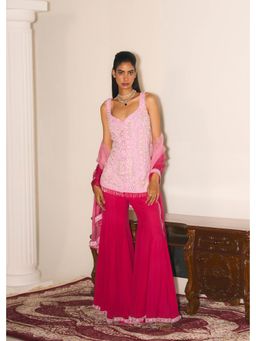 Mani Bhatia - Pink Cher Kurta With Sharara And Dupatta