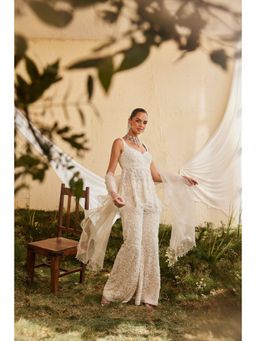 Mani Bhatia - Blossom White Top With Sharara And Dupatta