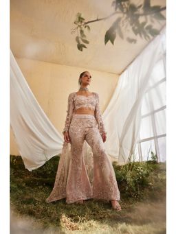 Mani Bhatia - Fern Off White Top With Sharara With Jacket
