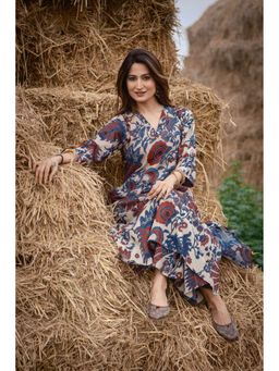 DIMPLE DESIGN STUDIO - Cream Kalamkari A-Line Kurta with Salwar