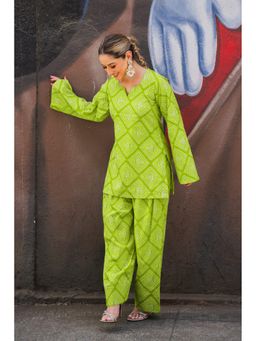DIMPLE DESIGN STUDIO - Lime Bandhej Kurta with Farshi Salwar