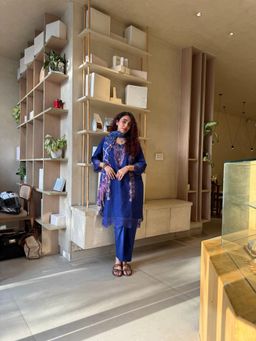 DIMPLE DESIGN STUDIO - Aneeta Blue Cotton Lawn Kurta with Pant