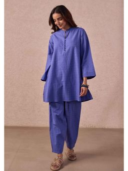 Tara-C-Tara - Iris Solid Cotton Blue Coord Set