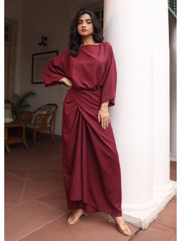 The Good Rebel - Wine Althea Swing Top and Skirt