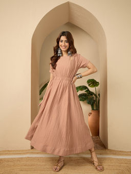 InWeave - Light Rust Side Keyhole Neck Midi Dress