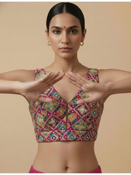 Niraha - Magenta Fancy Designer Saree Stitched Blouse