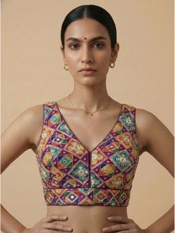 Niraha - Multi Color Fancy Designer Saree Stitched Blouse