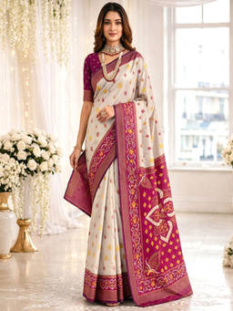 Nyri - Beige Weaving Silk Saree