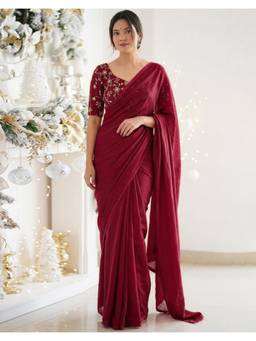 Nyri - Maroon Georgette Saree