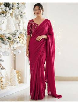 Nyri - Pink Georgette Saree