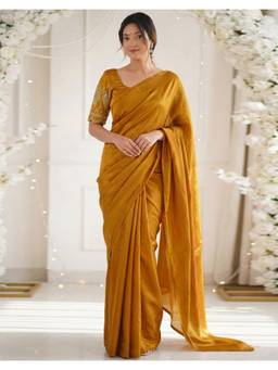 Nyri - Mustard Tissue Silk Saree