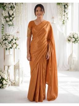 Nyri - Orange Tissue Silk Saree