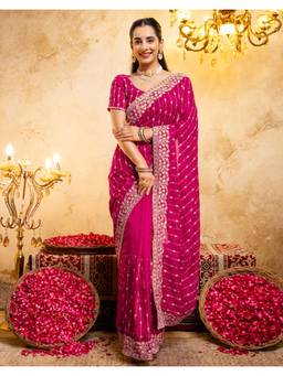 Nyri - Pink Embroidery Silk Saree
