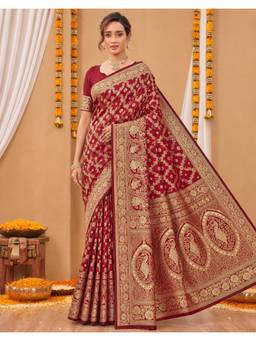 Nyri - Maroon Weaving Silk Saree