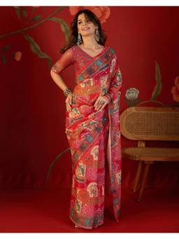 Nyri - Multi-Color Printed Georgette Saree