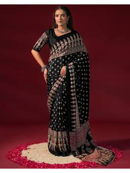 Nyri - Black Printed Crepe Silk Saree