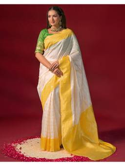 Nyri - White Weaving Silk Saree