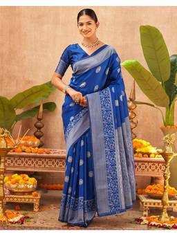 Nyri - Blue Weaving Silk Saree