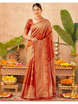 Nyri - Orange Weaving Silk Saree