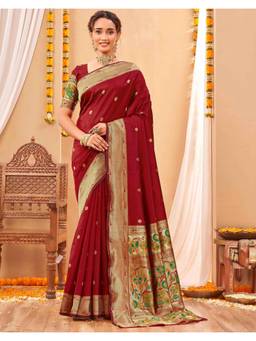 Nyri - Red Weaving Silk Saree