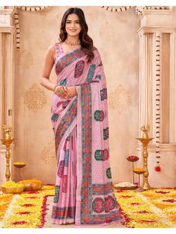 Nyri - Pink Printed Chiffon Saree