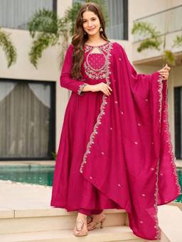 Gahan - Pink Anarkali Kurta with Pant & Dupatta