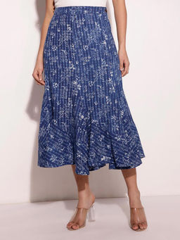 Fabindia - Indigo Cotton Hand Block Printed Midi Skirt