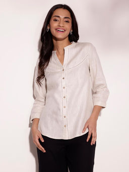 Fabindia - Beige Linen Regular Fit Shirt
