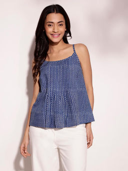 Fabindia - Indigo Cotton Hand Block Printed Top