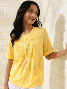 Fabindia - Yellow Cotton Waist Length Top